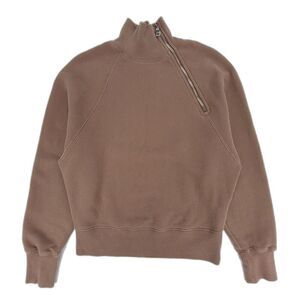 MARISSA WEBB So Uptight French Terry Funnel Neck Zip Sweatshirt Mocha Brown XS